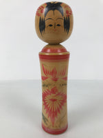 Japanese Wooden Naruko Kokeshi Doll Vtg Black Red Brown Traditional Craft KF765