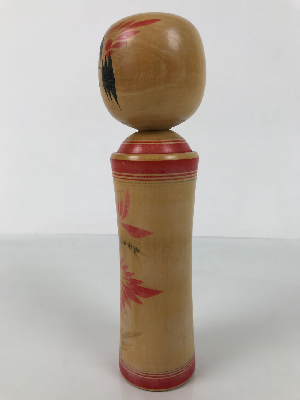 Japanese Wooden Naruko Kokeshi Doll Vtg Black Red Brown Traditional Craft KF765
