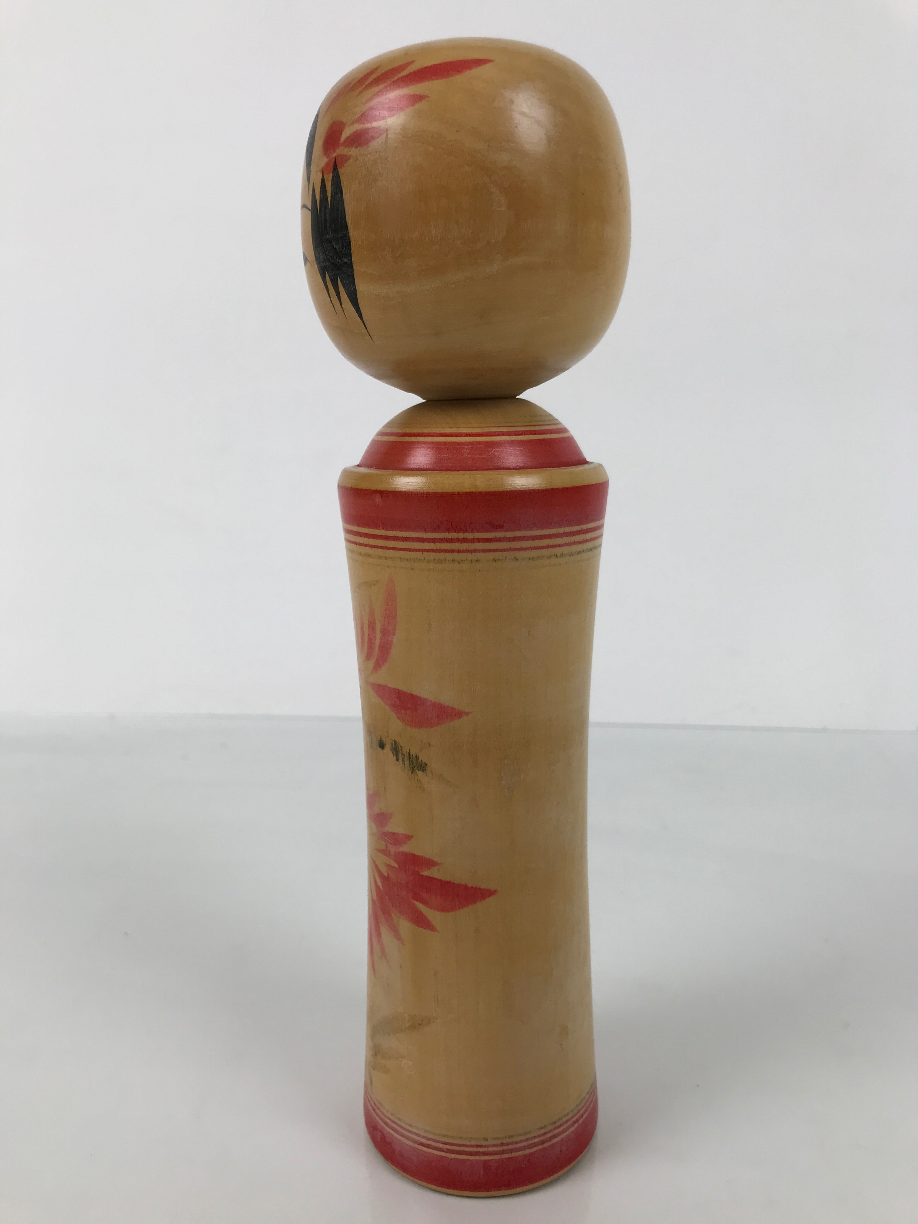 Japanese Wooden Naruko Kokeshi Doll Vtg Black Red Brown Traditional Craft KF765