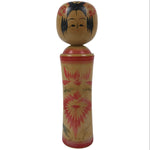Japanese Wooden Naruko Kokeshi Doll Vtg Black Red Brown Traditional Craft KF765