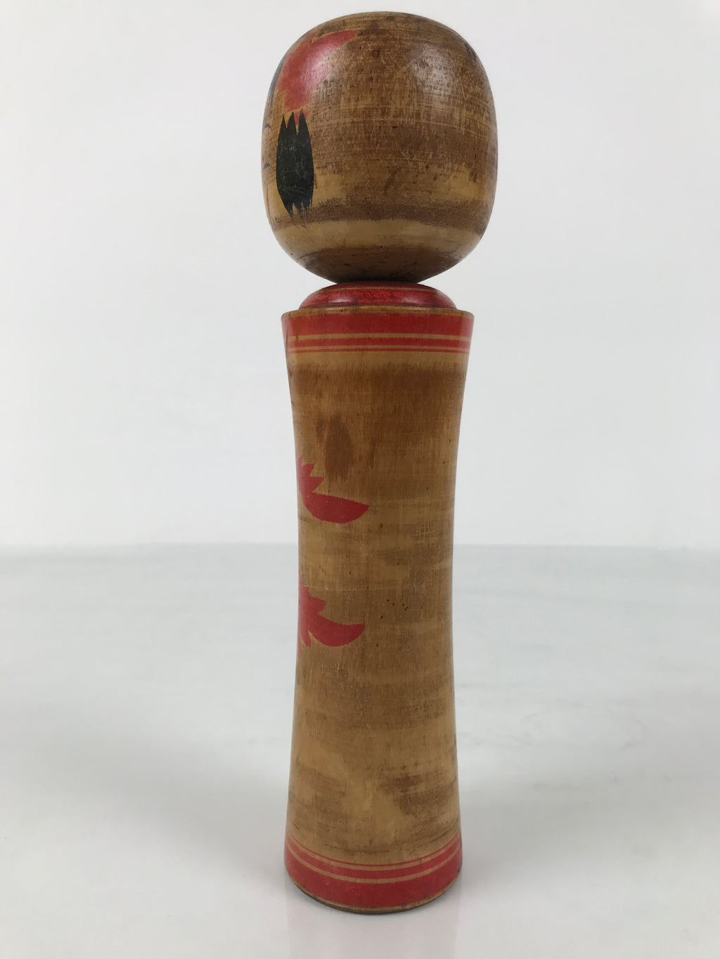 Japanese Wooden Naruko Kokeshi Doll Vtg Black Red Brown Traditional Craft KF767