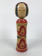 Japanese Wooden Naruko Kokeshi Doll Vtg Black Red Brown Traditional Craft KF771