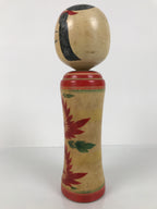 Japanese Wooden Naruko Kokeshi Doll Vtg Black Red Brown Traditional Craft KF771