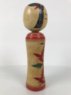 Japanese Wooden Naruko Kokeshi Doll Vtg Black Red Brown Traditional Craft KF771