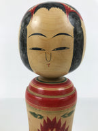 Japanese Wooden Naruko Kokeshi Doll Vtg Black Red Brown Traditional Craft KF771