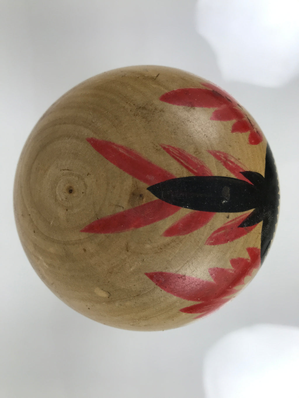 Japanese Wooden Naruko Kokeshi Doll Vtg Black Red Brown Traditional Craft KF776