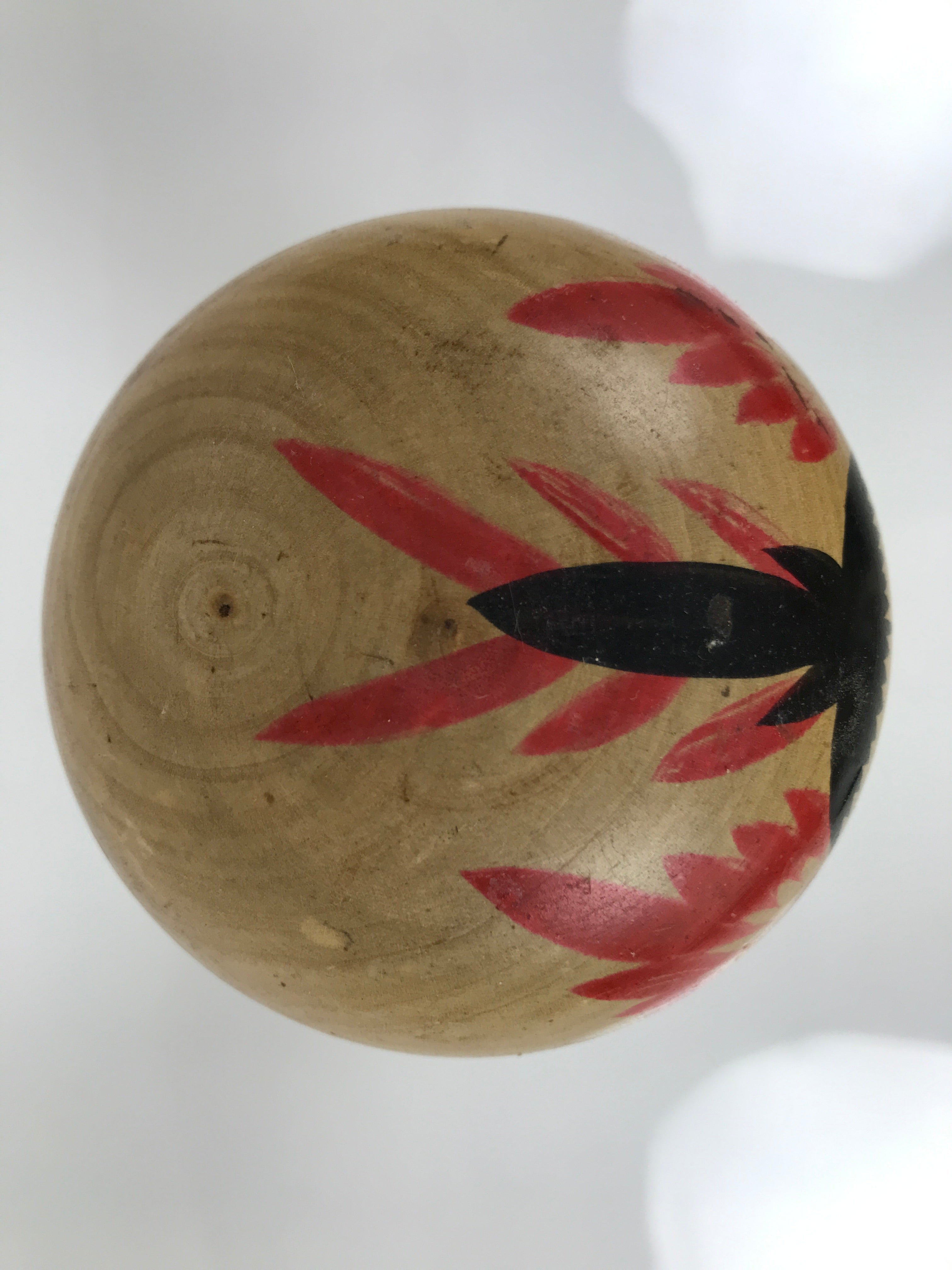 Japanese Wooden Naruko Kokeshi Doll Vtg Black Red Brown Traditional Craft KF776