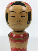 Japanese Wooden Naruko Kokeshi Doll Vtg Black Red Brown Traditional Craft KF776