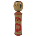 Japanese Wooden Naruko Kokeshi Doll Vtg Black Red Brown Traditional Craft KF776