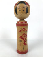 Japanese Wooden Naruko Kokeshi Doll Vtg Black Red Brown Traditional Craft KF777