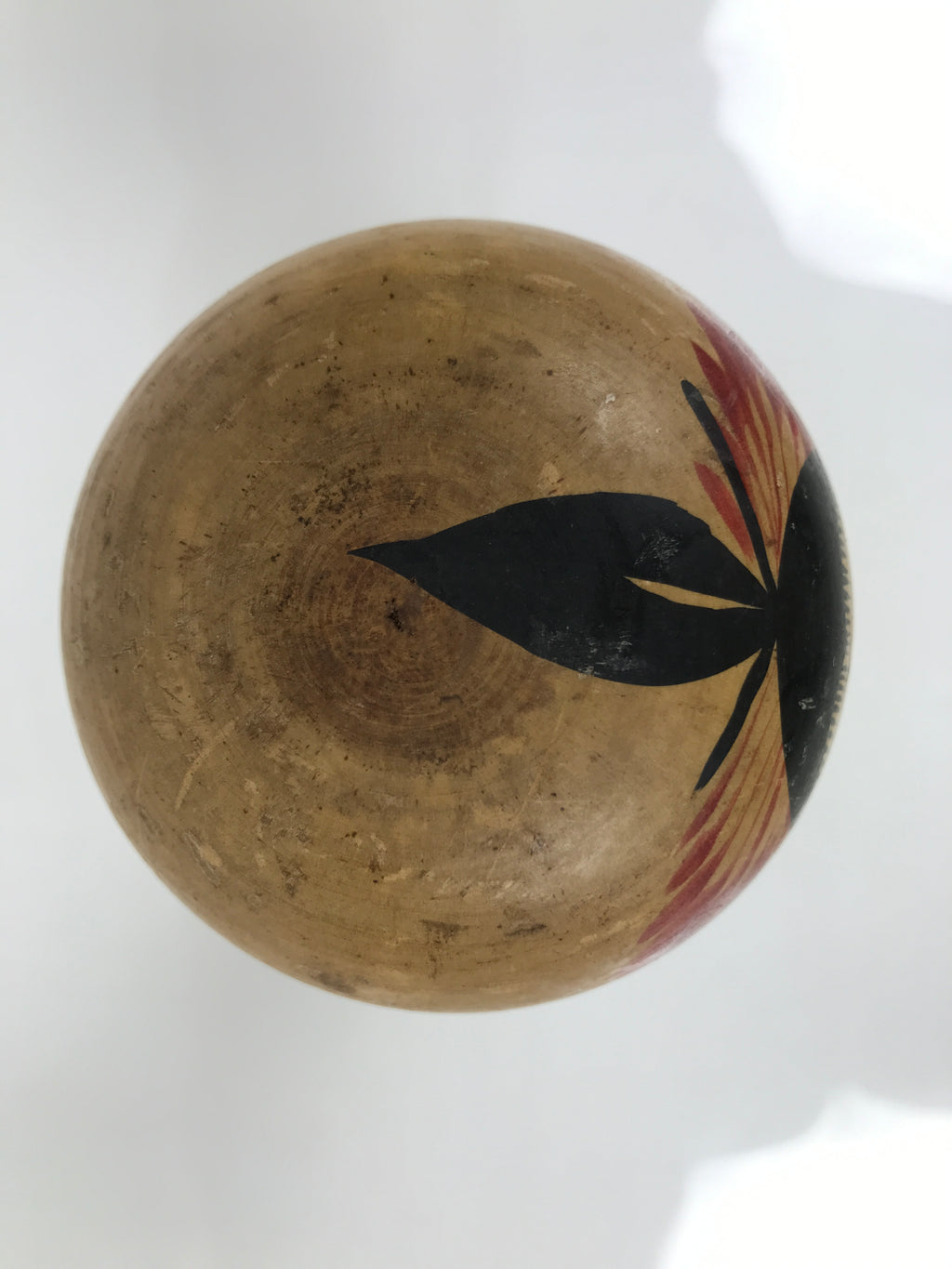 Japanese Wooden Naruko Kokeshi Doll Vtg Black Red Brown Traditional Craft KF777