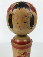 Japanese Wooden Naruko Kokeshi Doll Vtg Black Red Brown Traditional Craft KF777