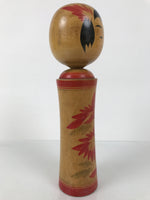 Japanese Wooden Naruko Kokeshi Doll Vtg Black Red Brown Traditional Craft KF781