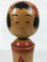 Japanese Wooden Naruko Kokeshi Doll Vtg Black Red Brown Traditional Craft KF781