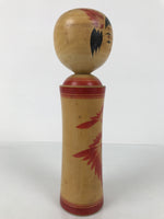 Japanese Wooden Naruko Kokeshi Doll Vtg Black Red Brown Traditional Craft KF783