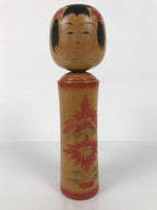 Japanese Wooden Naruko Kokeshi Doll Vtg Black Red Brown Traditional Craft KF786