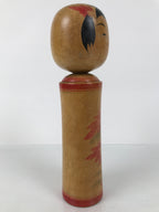 Japanese Wooden Naruko Kokeshi Doll Vtg Black Red Brown Traditional Craft KF786