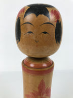 Japanese Wooden Naruko Kokeshi Doll Vtg Black Red Brown Traditional Craft KF786