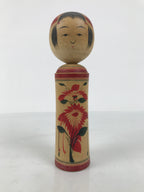 Japanese Wooden Naruko Kokeshi Doll Vtg Black Red Brown Traditional Craft KF833