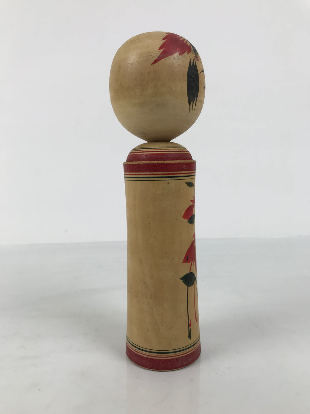Japanese Wooden Naruko Kokeshi Doll Vtg Black Red Brown Traditional Craft KF833