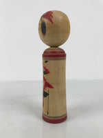 Japanese Wooden Naruko Kokeshi Doll Vtg Black Red Brown Traditional Craft KF833