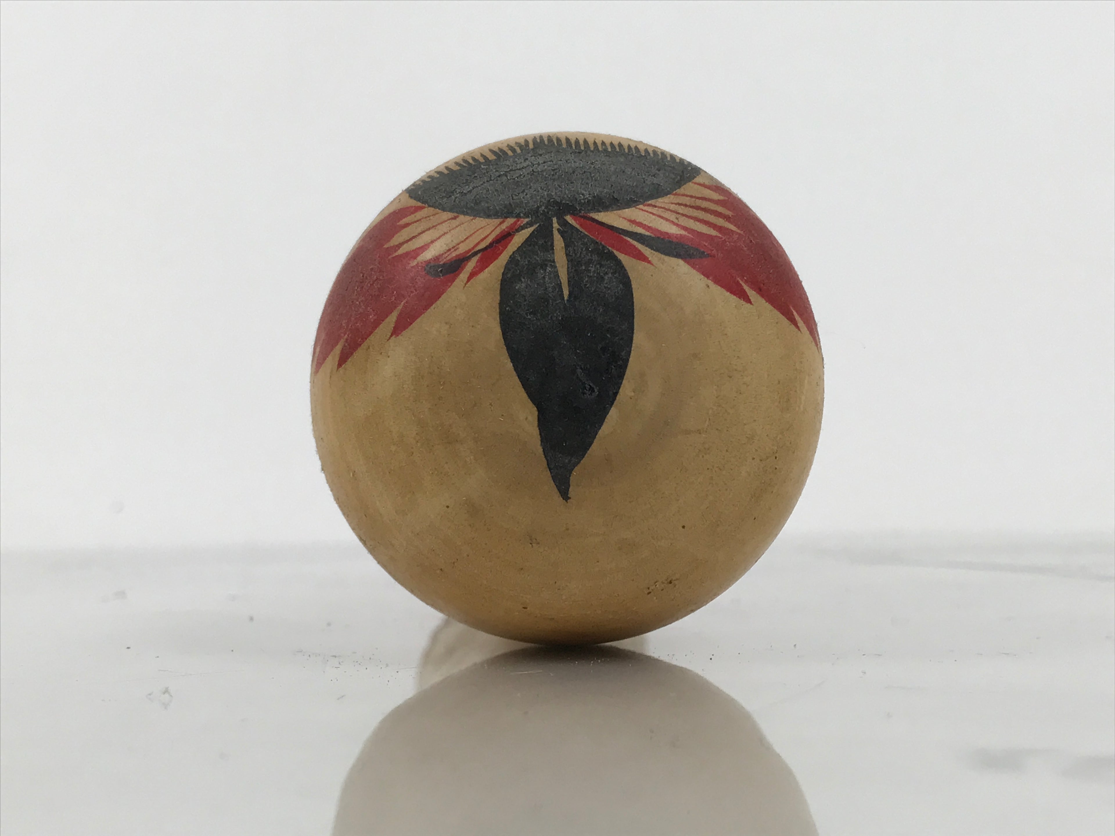Japanese Wooden Naruko Kokeshi Doll Vtg Black Red Brown Traditional Craft KF833