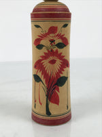 Japanese Wooden Naruko Kokeshi Doll Vtg Black Red Brown Traditional Craft KF833
