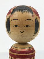 Japanese Wooden Naruko Kokeshi Doll Vtg Black Red Brown Traditional Craft KF833
