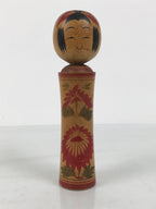 Japanese Wooden Naruko Kokeshi Doll Vtg Black Red Brown Traditional Craft KF834