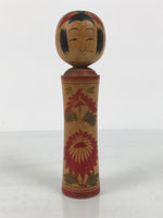 Japanese Wooden Naruko Kokeshi Doll Vtg Black Red Brown Traditional Craft KF834