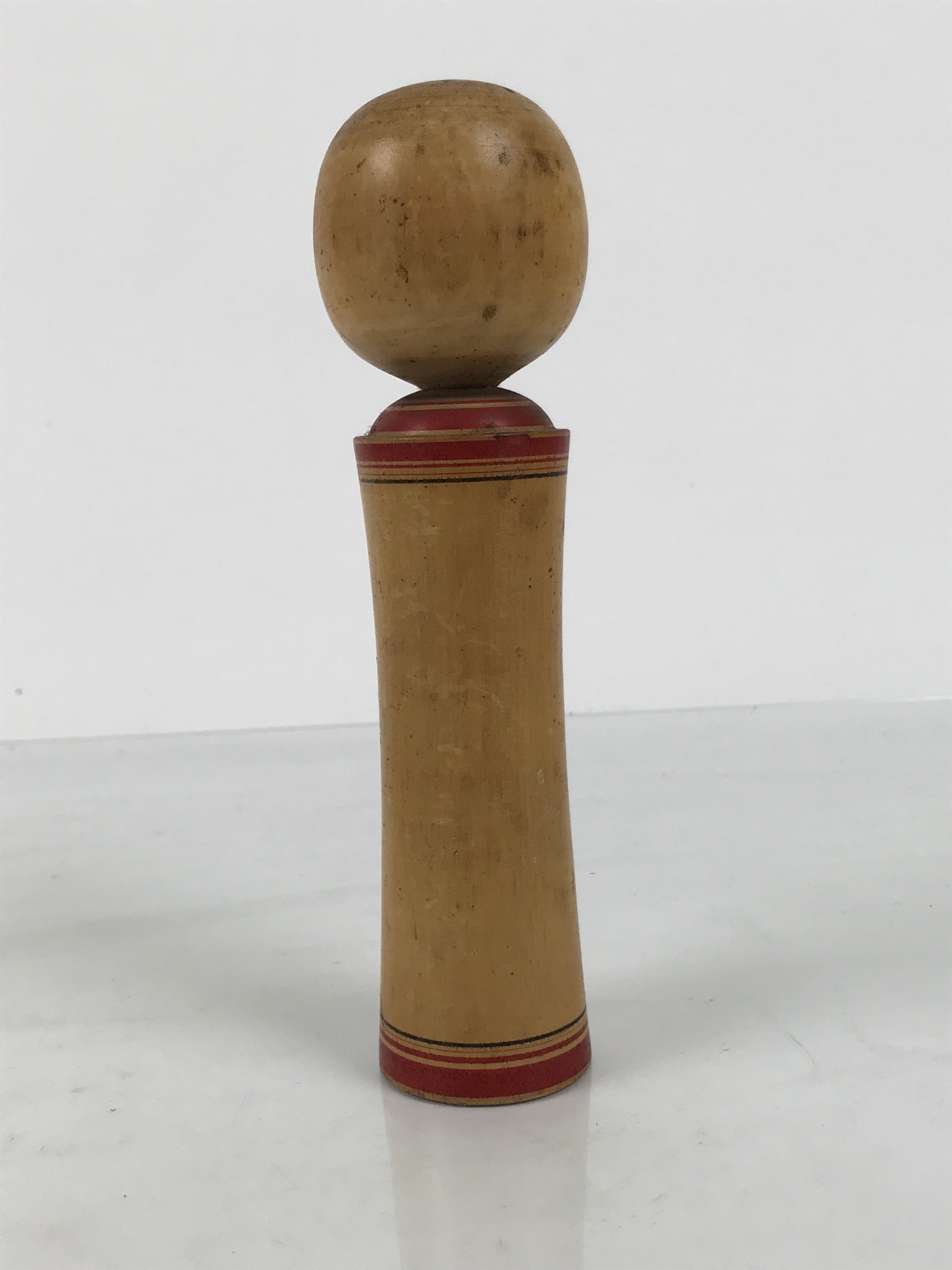 Japanese Wooden Naruko Kokeshi Doll Vtg Black Red Brown Traditional Craft KF834