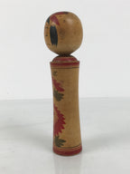 Japanese Wooden Naruko Kokeshi Doll Vtg Black Red Brown Traditional Craft KF834