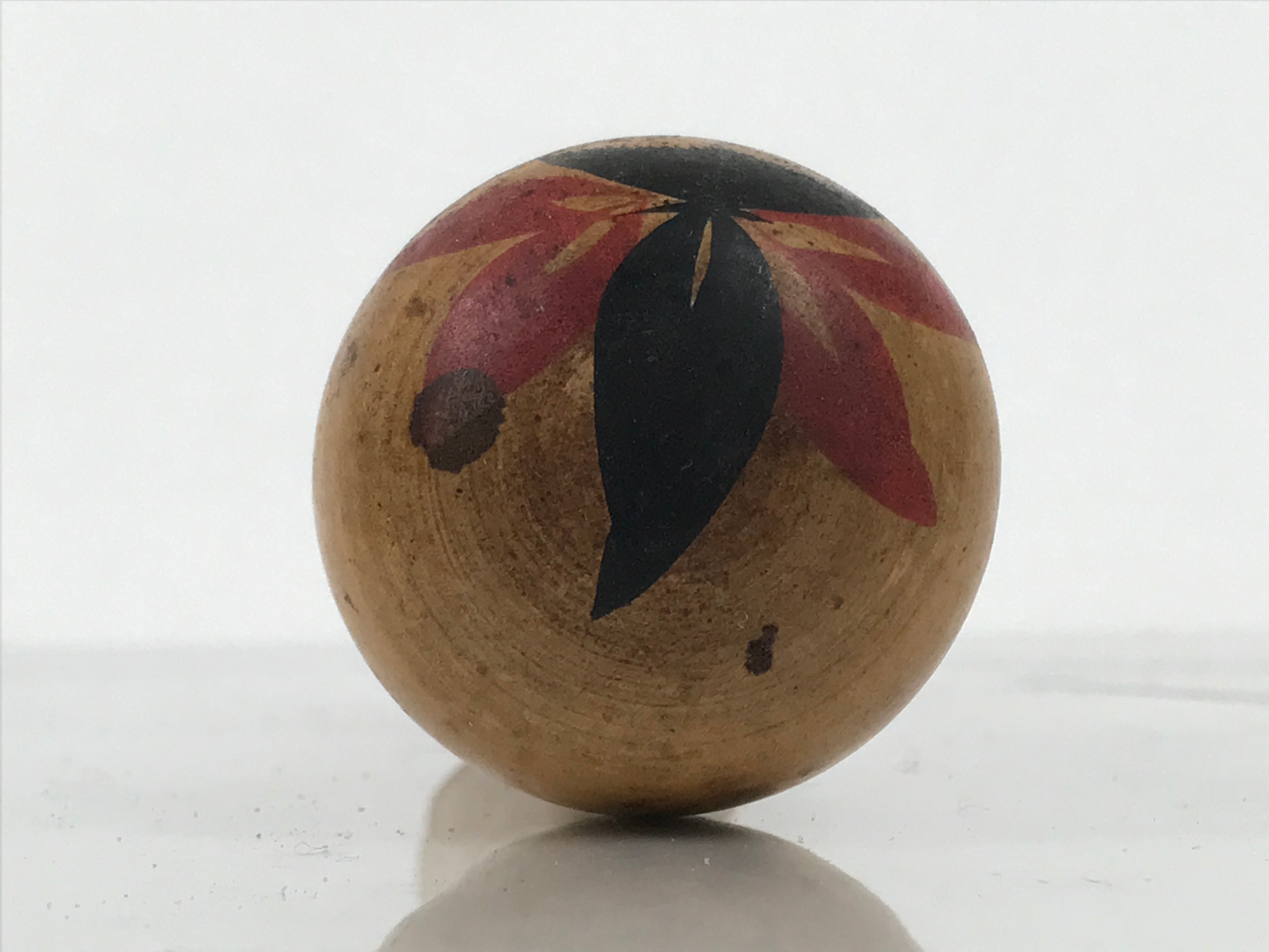 Japanese Wooden Naruko Kokeshi Doll Vtg Black Red Brown Traditional Craft KF834