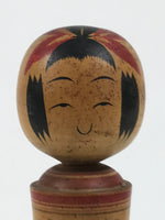 Japanese Wooden Naruko Kokeshi Doll Vtg Black Red Brown Traditional Craft KF834