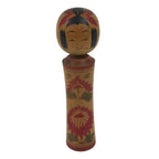 Japanese Wooden Naruko Kokeshi Doll Vtg Black Red Brown Traditional Craft KF834