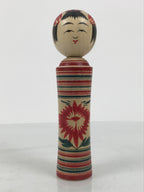 Japanese Wooden Naruko Kokeshi Doll Vtg Black Red Brown Traditional Craft KF835