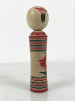 Japanese Wooden Naruko Kokeshi Doll Vtg Black Red Brown Traditional Craft KF835