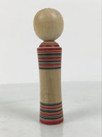 Japanese Wooden Naruko Kokeshi Doll Vtg Black Red Brown Traditional Craft KF835