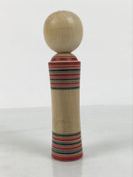 Japanese Wooden Naruko Kokeshi Doll Vtg Black Red Brown Traditional Craft KF835