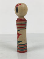 Japanese Wooden Naruko Kokeshi Doll Vtg Black Red Brown Traditional Craft KF835