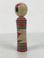 Japanese Wooden Naruko Kokeshi Doll Vtg Black Red Brown Traditional Craft KF835
