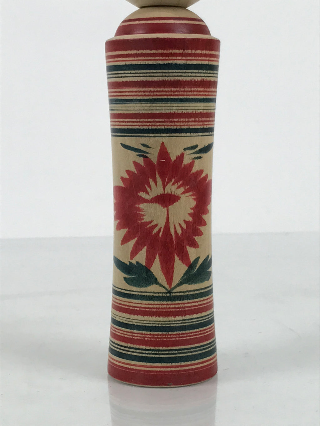 Japanese Wooden Naruko Kokeshi Doll Vtg Black Red Brown Traditional Craft KF835