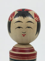 Japanese Wooden Naruko Kokeshi Doll Vtg Black Red Brown Traditional Craft KF835