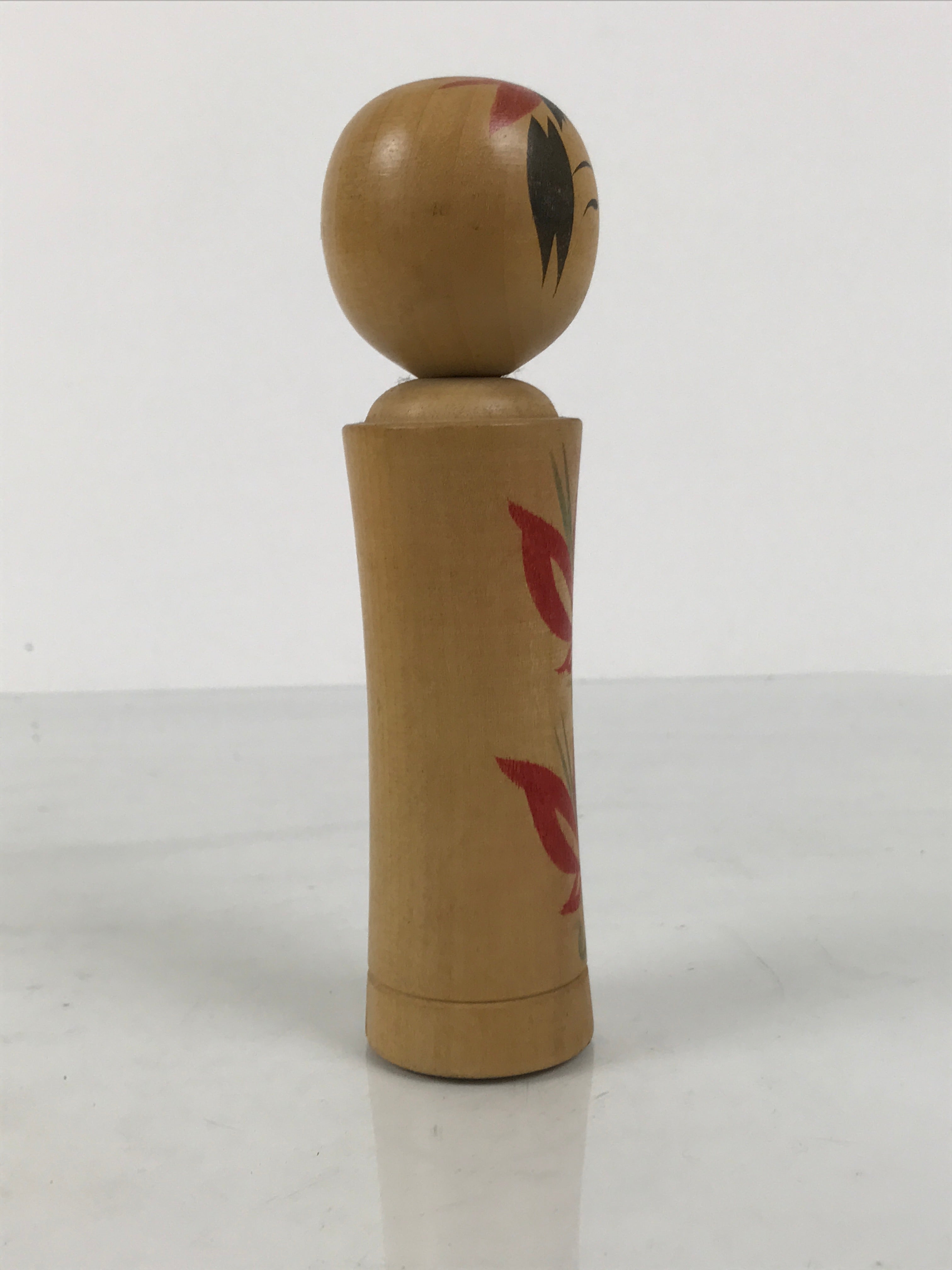Japanese Wooden Naruko Kokeshi Doll Vtg Black Red Brown Traditional Craft KF836
