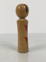 Japanese Wooden Naruko Kokeshi Doll Vtg Black Red Brown Traditional Craft KF836