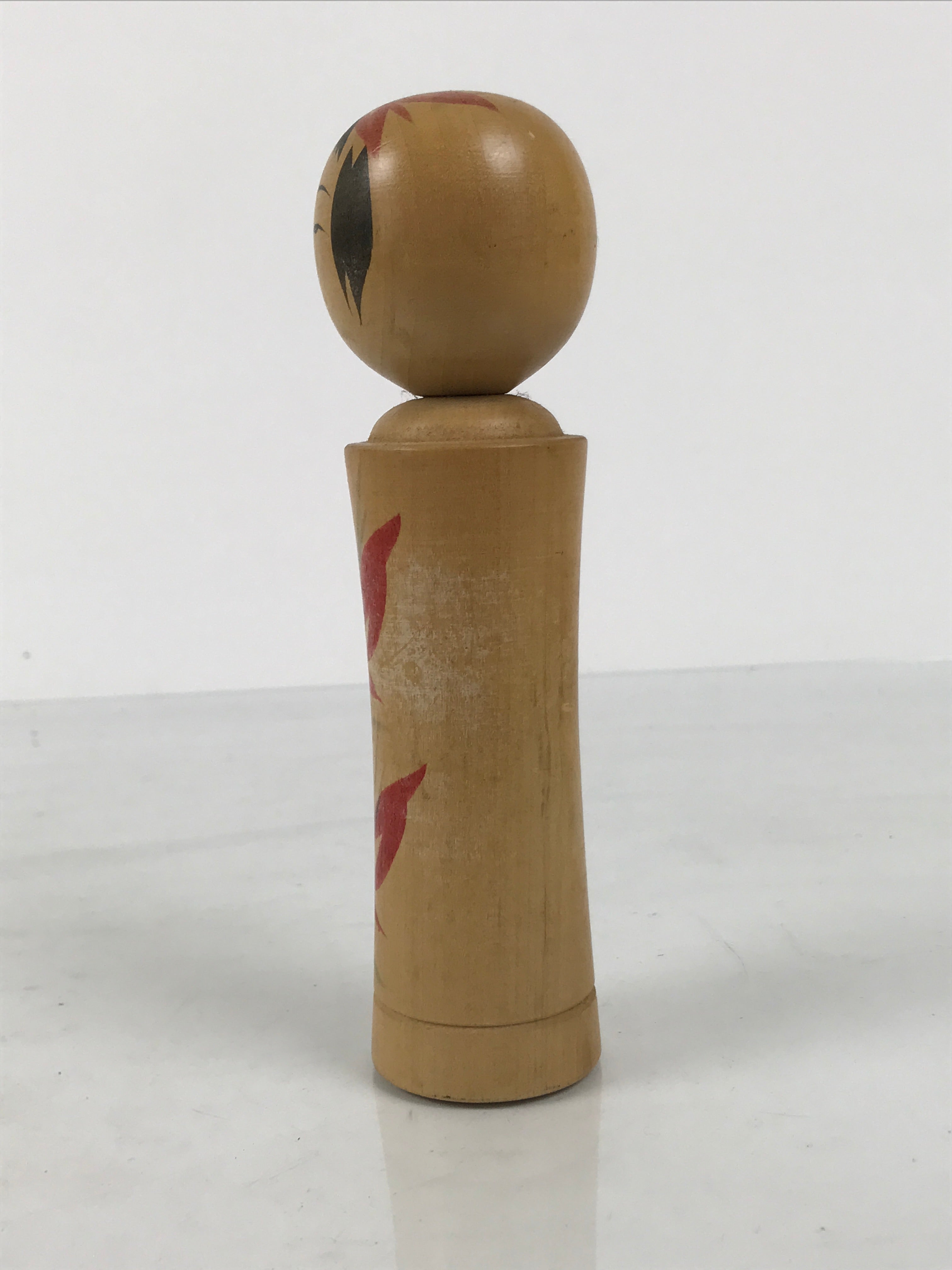 Japanese Wooden Naruko Kokeshi Doll Vtg Black Red Brown Traditional Craft KF836