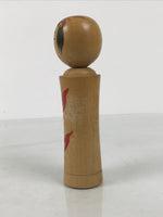 Japanese Wooden Naruko Kokeshi Doll Vtg Black Red Brown Traditional Craft KF836