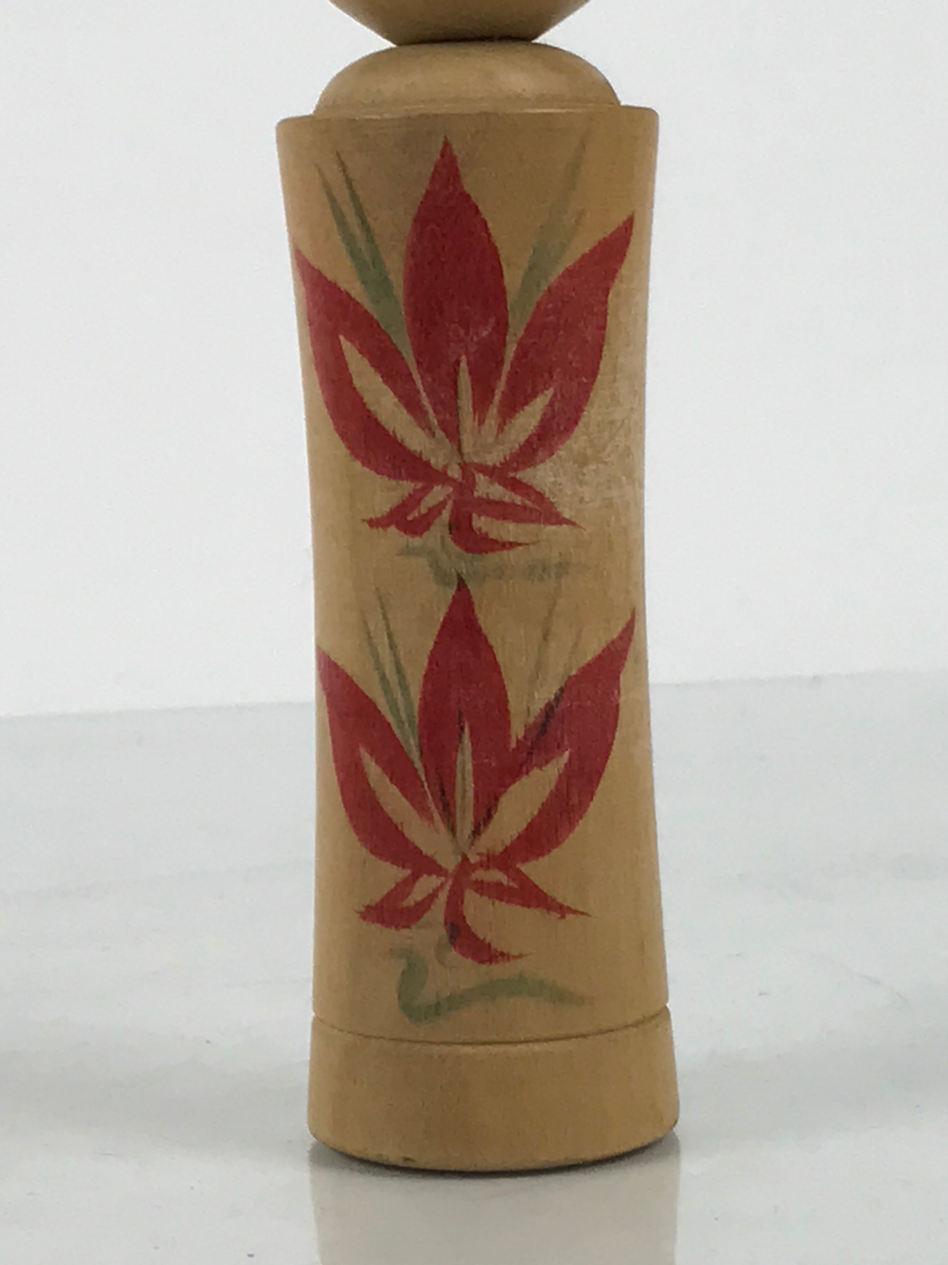 Japanese Wooden Naruko Kokeshi Doll Vtg Black Red Brown Traditional Craft KF836