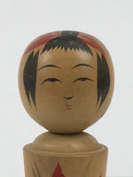 Japanese Wooden Naruko Kokeshi Doll Vtg Black Red Brown Traditional Craft KF836