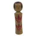 Japanese Wooden Naruko Kokeshi Doll Vtg Black Red Brown Traditional Craft KF836